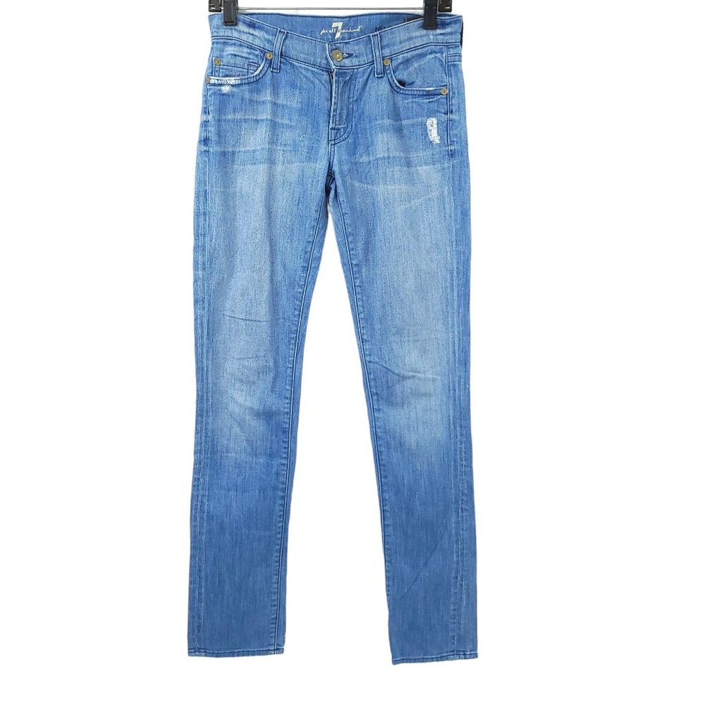 7FAMK 7 For All Mankind Roxanne Low Rise Jeans Womens Size 26 Light Wash Denim
